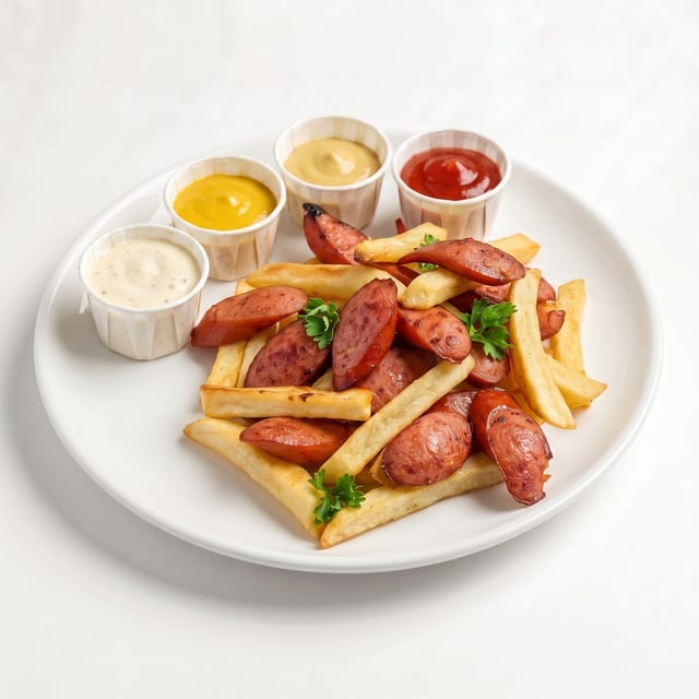 Salchipapas.